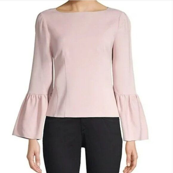 Tibi Bell Sleeve Scoop Neck Corset Style Burgundy Full Zip Top Blouse Size 8 - Picture 10 of 10